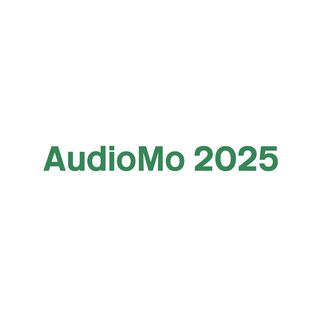 The words AudioMo 2025 in green on a white background