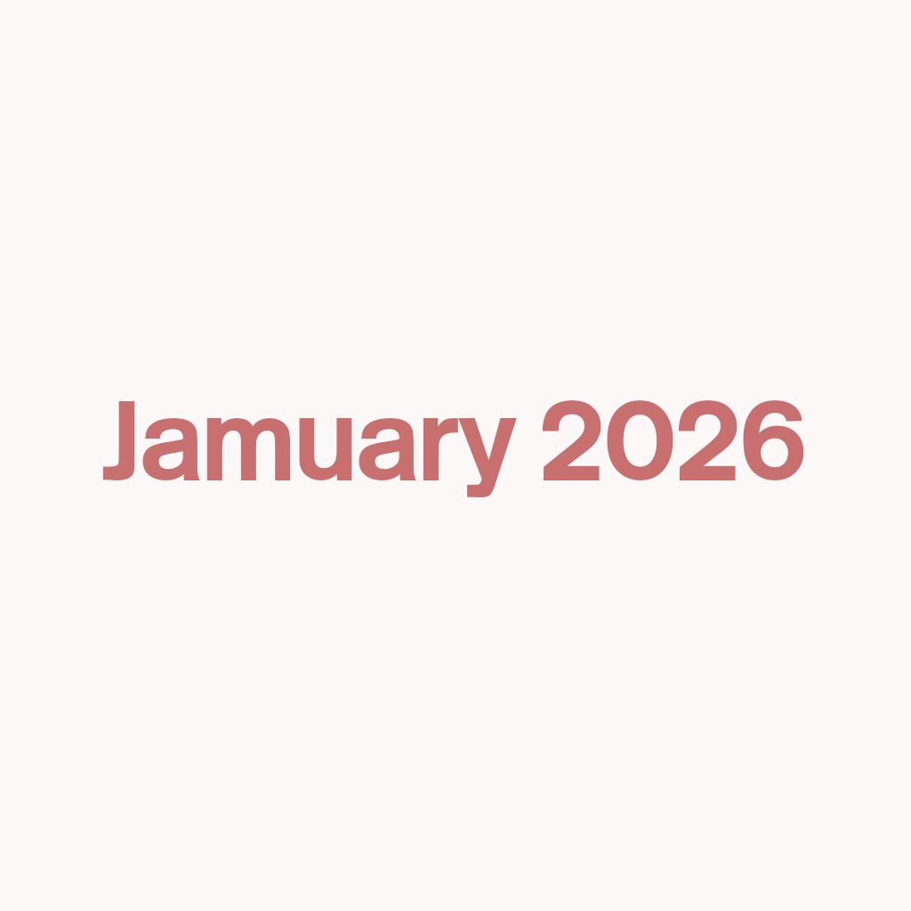 The words Jamuary 2026 in a pinky-magneta on a white background