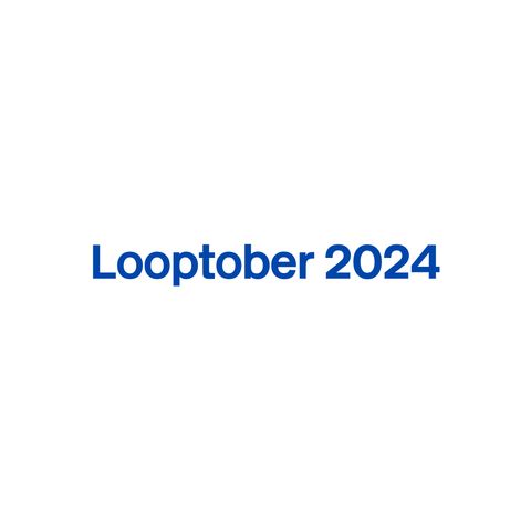 The words Looptober 2024 in blue on a white background